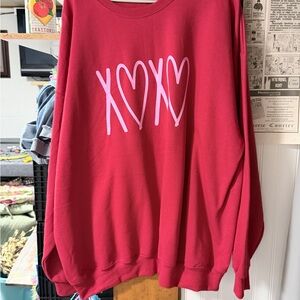 Jerzees Red XO Heart Women's Sweater